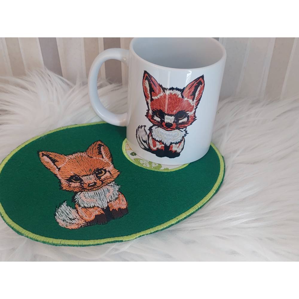 Geschenkset Tasse mit passendem Mug Rug Fuchs