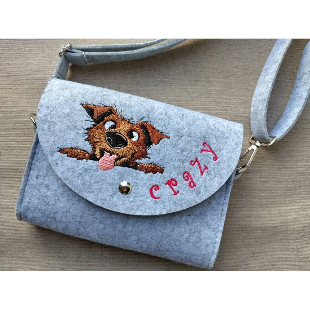 Hund crazy Stickdatei 18x18cm bzw. 20x20cm – Lustige Hundestickerei für Hundeliebhaber & DIY Bild 4