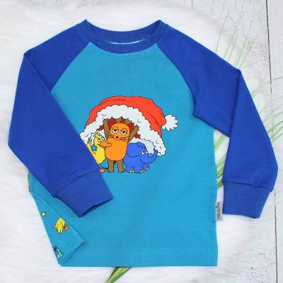 Maus Weihnachtspullover für Kinder, Wintermaus, Maus, Elefant und Ente mit Nikolausmütze, Langarmshirt