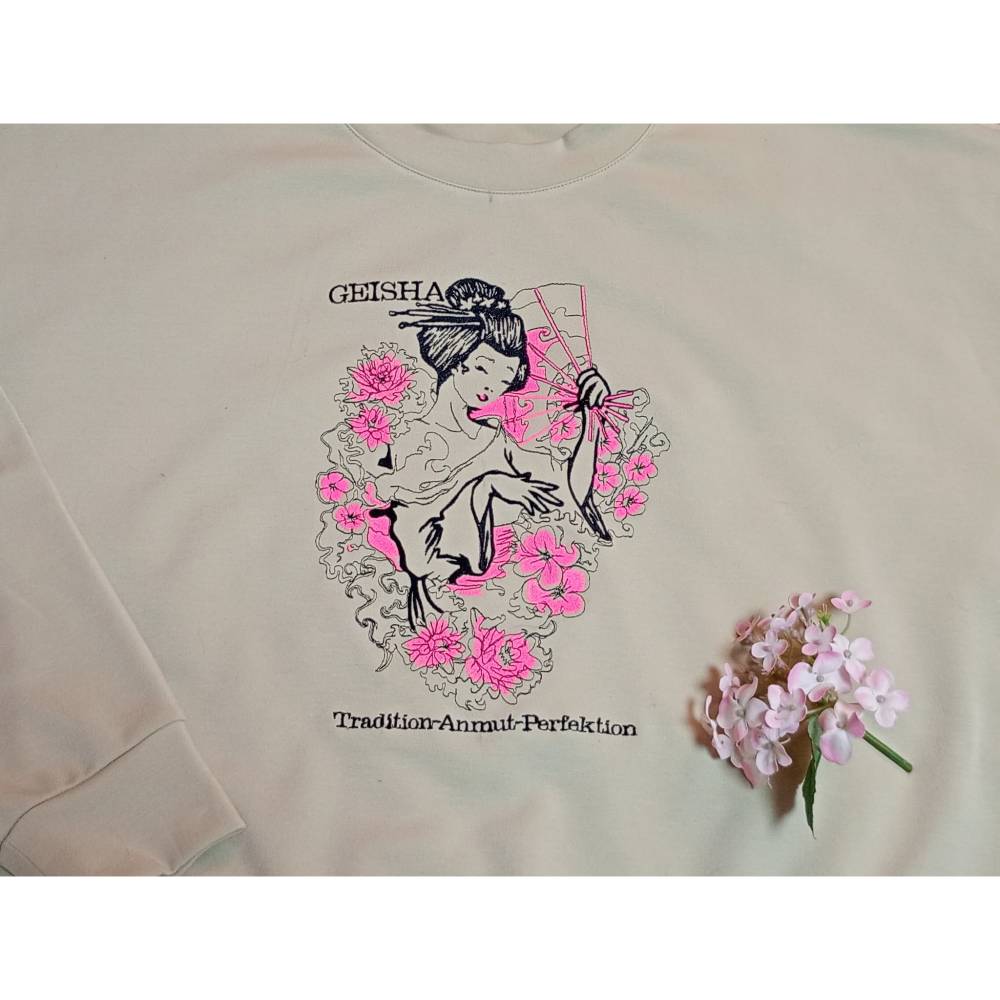 Geisha Stickdatei 20x26-30cm, 21*40cm EXP – Japanisches Stickmotiv für Stickmaschine Bild 10