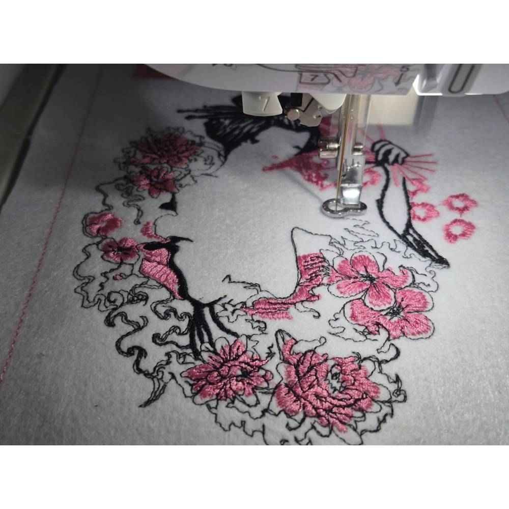 Geisha Stickdatei 20x26-30cm, 21*40cm EXP – Japanisches Stickmotiv für Stickmaschine Bild 4