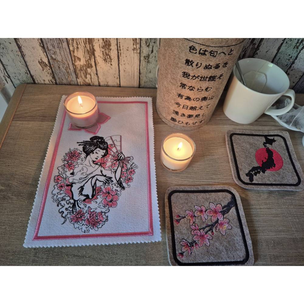 Geisha Stickdatei 20x26-30cm, 21*40cm EXP – Japanisches Stickmotiv für Stickmaschine Bild 5