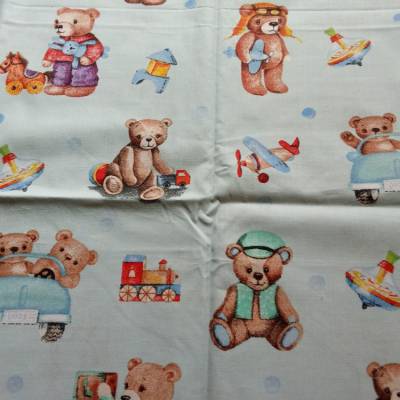45 cm Reststück, Baumwollstoff, Teddy, Spielzeug, Hellblau, 160 cm breit