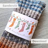 Geschenkverpackung für selbstgestrickte Socken– Weichnachtsmotiv Banderole zum Selbstausdrucken - Printable