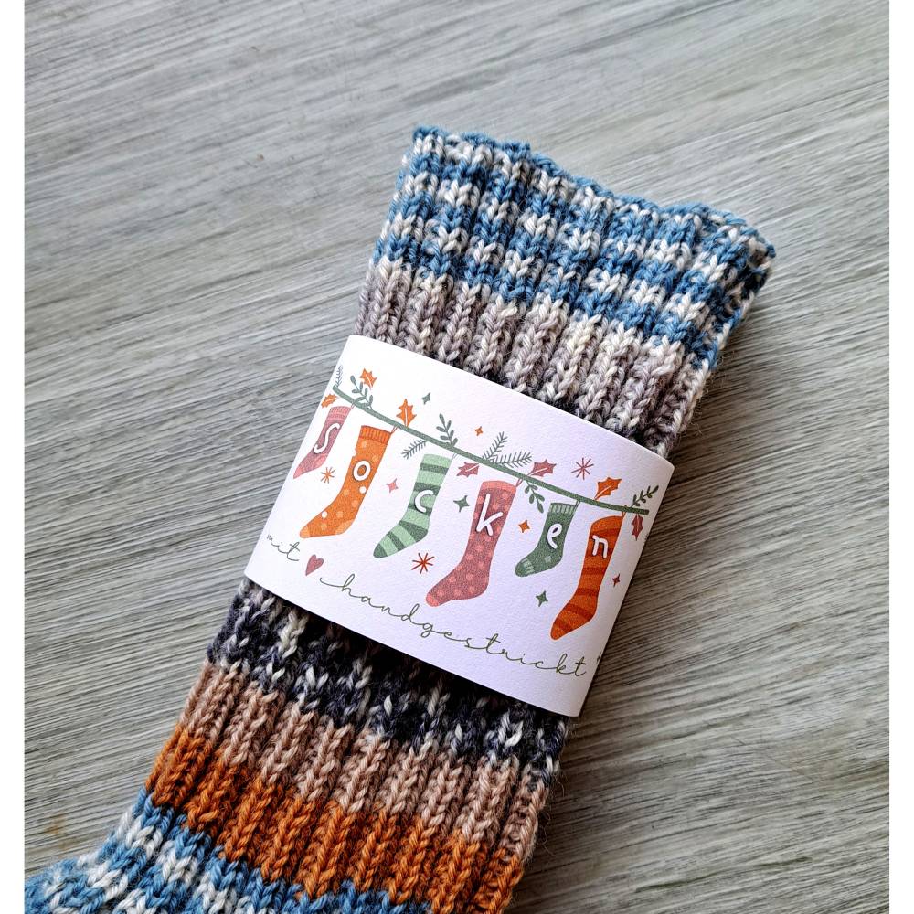 Geschenkverpackung für selbstgestrickte Socken– Weichnachtsmotiv Banderole zum Selbstausdrucken - Printable Bild 3