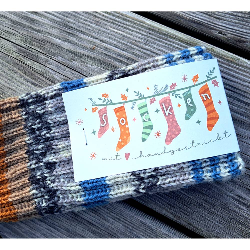 Geschenkverpackung für selbstgestrickte Socken– Weichnachtsmotiv Banderole zum Selbstausdrucken - Printable Bild 4