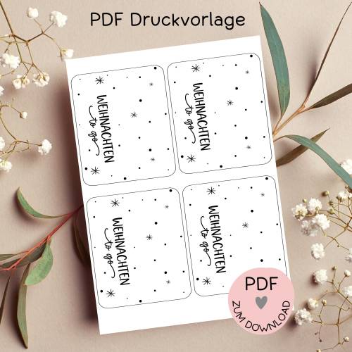Tütenklappe "Weihnachten to go", Digitale Datei, PDF-Druckvorlage, für kleine Geschenke etc.