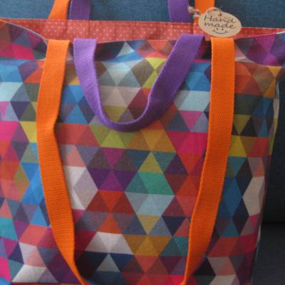 Stofftasche Bunt aus Baumwolle mit vier Henkeln