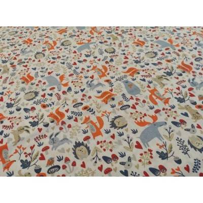 2,5 m Baumwollstoff, Waldtiere, Elch, Weiß, 160 cm breit