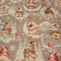 6.-€/m, Baumwollstoff, Wichtel, Grau-Braun-Rot, Weihnachten, Advent