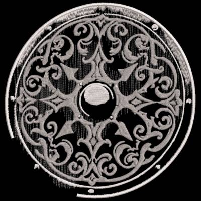 Wikinger Schild Stickdatei Lichteffekt 14x14cm bzw. 15x15cm – Nordische Symbolik auf Schwarz