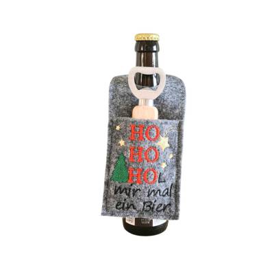 ITH Stickdatei Flaschenöffner Tasche Weihnachten – Geschenkidee für Bierliebhaber 
