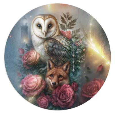 MARITIM Tattoo 174 - Fuchs und Eule * extra breit! Panel 2,00 x 1,65 m * Wintersweat von Nautistore * Kleidung nähen