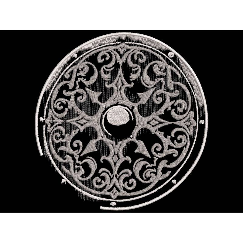 Wikinger Schild Stickdatei Lichteffekt 18x18cm bzw. 20x20cm – Nordische Symbolik auf Schwarz Bild 1