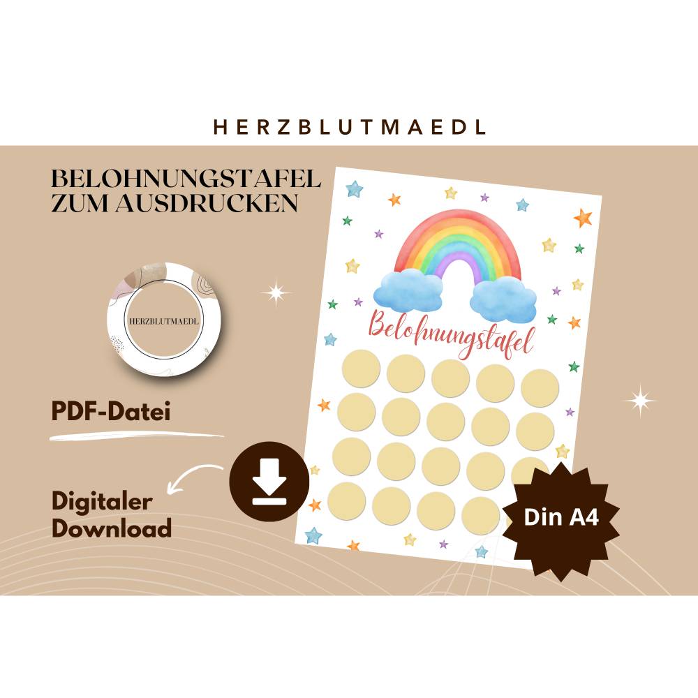 Belohnungstafel Regenbogen für Kinder – Motivation & Spaß beim Ziele erreichen | Spielerisch Ziele errei Bild 1