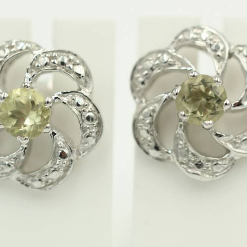 Edle 0,90 Carat Limonen Quarz Ohrstecker, Ohrring, 925 Silber Lemonquarz