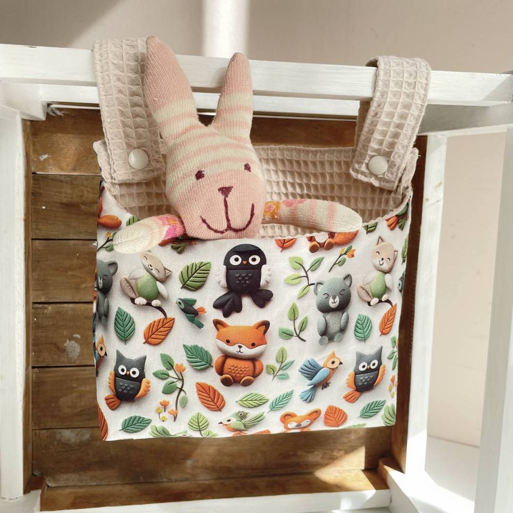 Hngeutensilo KNETTIERE frs Kinderzimmer mit 3D-Tiermotiven, Aufbewahrung  zum Aufhngen an Bett oder Hochstuhl