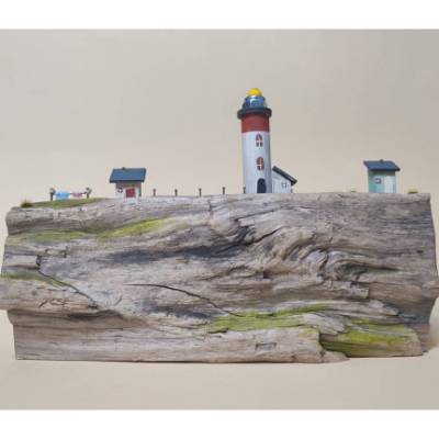Leuchtturm auf Treibholz, Miniatur, maritim, maritime Deko, Treibholz Deko, irish, Irland, Treibholz Skulptur