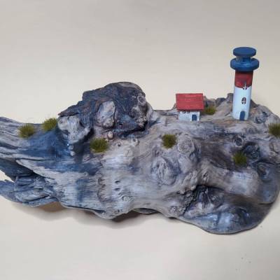 Leuchtturm auf Treibholz, Miniatur, maritim, maritime Deko, Treibholz Deko, irish, Irland, Treibholz Skulptur