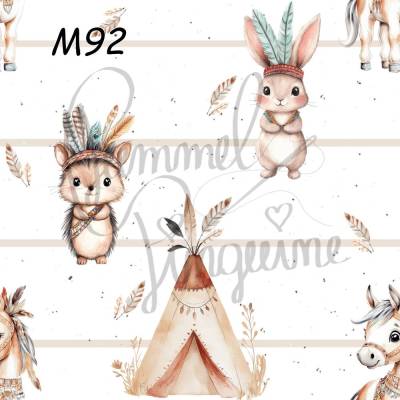 M92 Kinderstoff Boho Indianer Waldtiere – Exklusives PummelPinguine-Design in 13 Stoffarten für kreative Kinder