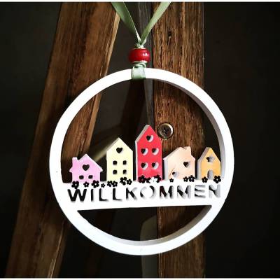 Türkranz Häuserkranz Loop – Handgemachter Fensterkranz aus Keramik, 11,50 cm