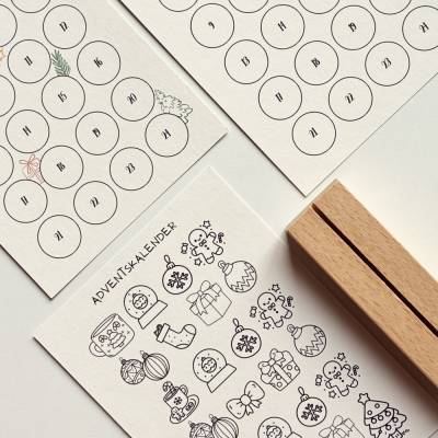 Adventskalender Karte zum Ausdrucken und (ausmalen) – DIY Vorweihnachtszeit, 3 Designs, digitale Datei