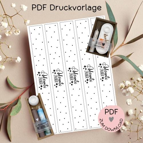 Banderole "Adventszauber", PDF-Druckvorlage, zum ausdrucken u. auschneiden, A4, Banderolen z.B .f. kleine Geschenke