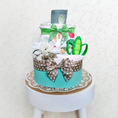 Windeltorte Erbse grün – Originelles Geschenk zur Geburt, Taufe & Babyparty