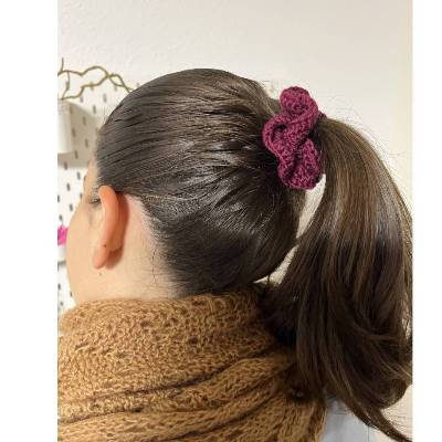 Scrunchie aus Merinowolle Baumwolle Zopfhalter Sofortkauf Haargummi 10cm Durchmesser in braun