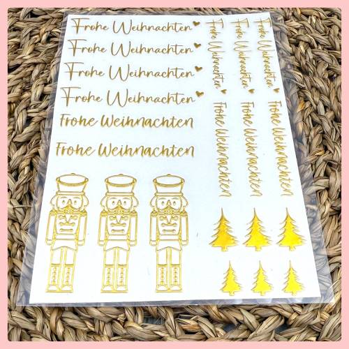 Rubon Gold, FROHE WEIHNACHTEN, Metallic gold, randlos, A6, , Rub-on, Rub Ons, z.B. f. Keraflott, Advent, Weihnachten, -w