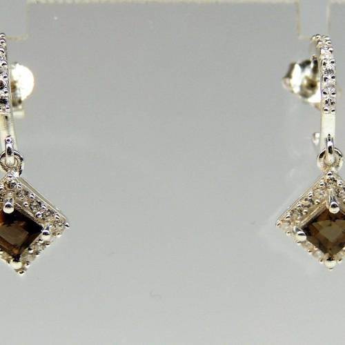 Exklusive 0,5 Carat Rauchquarz Ohrstecker 925 Silber Zirkonia