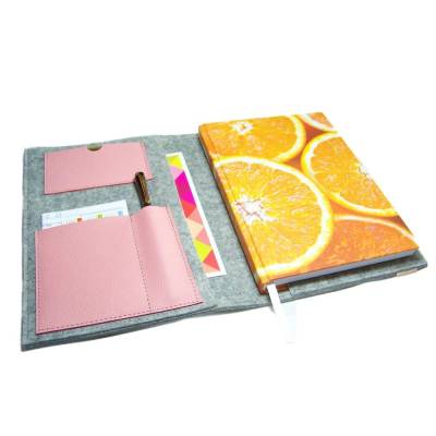 Organizer Din A5 Kalender, Ringbuch aus Merino Wollfilz + Leder | individuell, handgemacht | mit optionalem Vorderfach