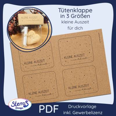 Weihnachten Tütenklappe PDF Vorlage – Kleine Auszeit im Advent, zum Ausdrucken für Geschenktüten