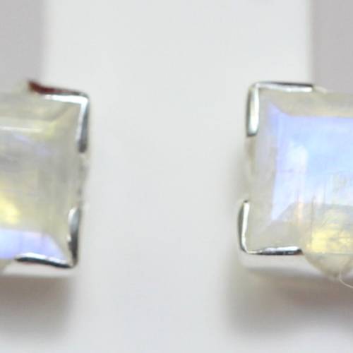 Edler 1,6 Carat Mondlichttopas Ohrstecker 925 Silber Ohrring Ohrschmuck Mondstein