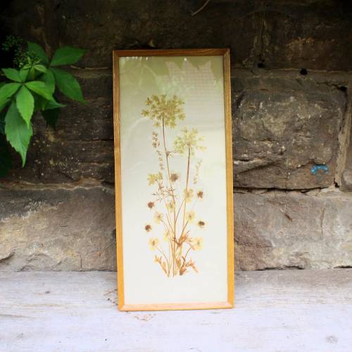 Vintage Trockenblumen Bild DDR 60er Jahre – Gerahmte Midcentury Volkskunst Wandbild Holzrahmen