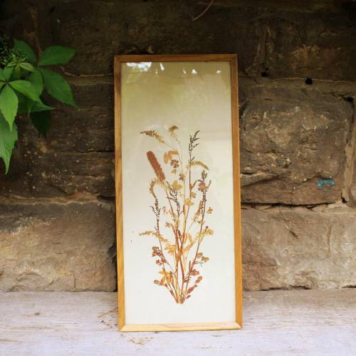 Vintage Trockenblumen Bild – Gerahmte Volkskunst DDR 60er Jahre, Midcentury Wandkunst