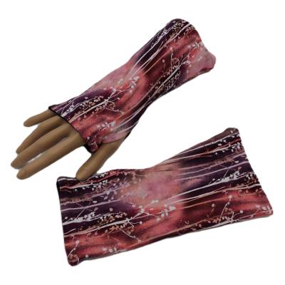 Wende- Armstulpen mit Daumenloch Muster rot, 95% Baumwolle, 5% Elasthan