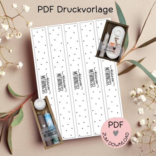 Banderole "Kleines Mitbringsel", PDF-Druckvorlage, zum ausdrucken u. auschneiden, A4, Banderolen z.B.f. kleine Geschenke