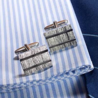 Vintage Manschettenknöpfe 80er 90er Jahre silberfarben Männer Schmuck Retro, Trödel Dings da, 