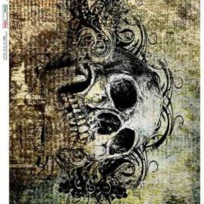 Reispapier, Decoupage, Serviettentechnik, Skull, Schädel, A5, Skull-0022