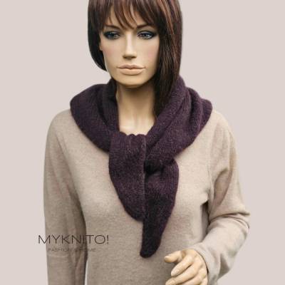 Dreieckstuch, weinrot, Alpaka, Mohair, gestrickt, bordeaux, Strickschal 