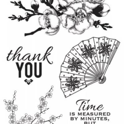 Clearstamp, Kaisercraft, Hanami Garden, Fächer, Blüten, CS282