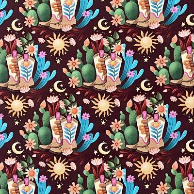 Bio Baumwoll-Sweat Western Fairy Tales Cowgirl in der Trendfarbe burgundy von Albstoffe & Hamburger Liebe