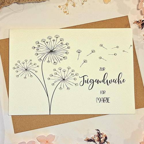 Personalisierte Glückwunschkarte zur Jugendweihe mit Name | Karte & Umschlag