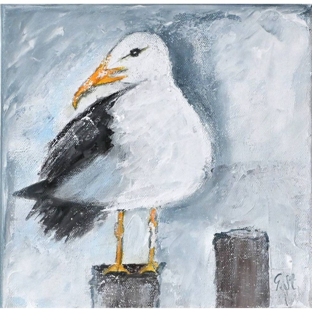 Acrylbild Möwe handgemalt – Original Kunst 20 x 20 cm