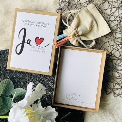 Personalisiertes Geldgeschenk zur Hochzeit – Geld Geschenkbox als Hochzeitsgeschenk - Erinnerungsbox "Ja" für Brautpaar