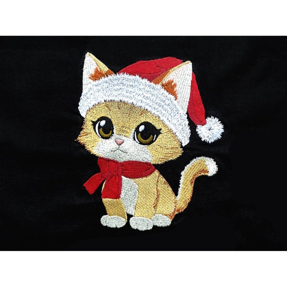 Katze Weihnachten Stickdatei 18-20x30cm – Niedliche Weihnachtskatze als Santa Claus Bild 1