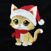 Katze Weihnachten Stickdatei 18-20x30cm – Niedliche Weihnachtskatze als Santa Claus