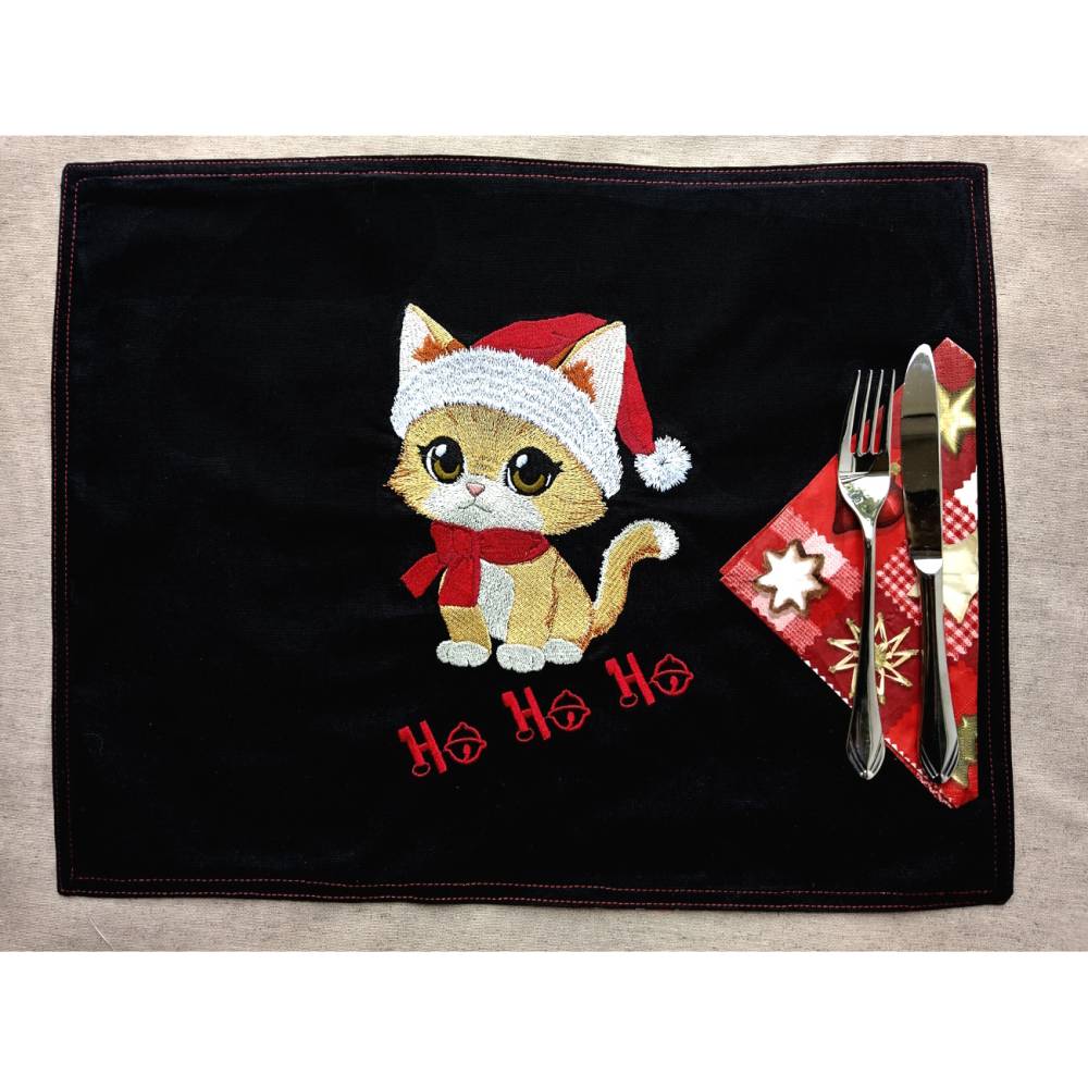 Katze Weihnachten Stickdatei 18-20x30cm – Niedliche Weihnachtskatze als Santa Claus Bild 2