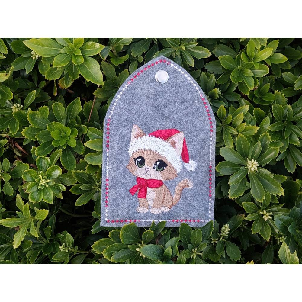 Katze Weihnachten Stickdatei 18-20x30cm – Niedliche Weihnachtskatze als Santa Claus Bild 3